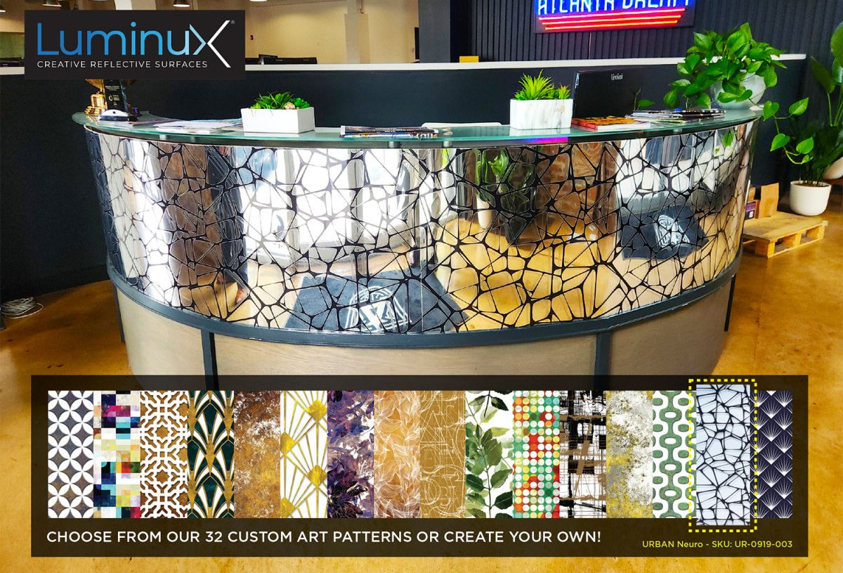 Luminux Custom Curved Front Desk Installation at Atlanta Dream with options