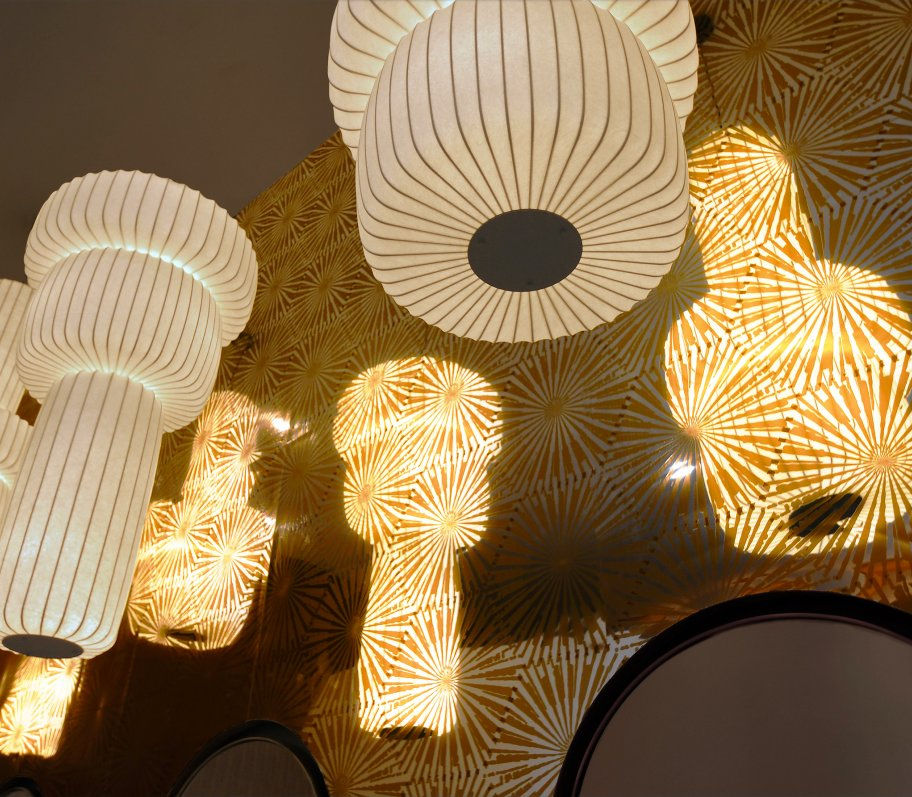 Luminux GEO-GRAPHIC Firecracker on feature wall