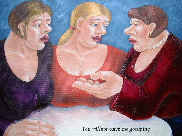 3 women talking original painting