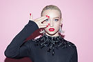 Model in Red Accents