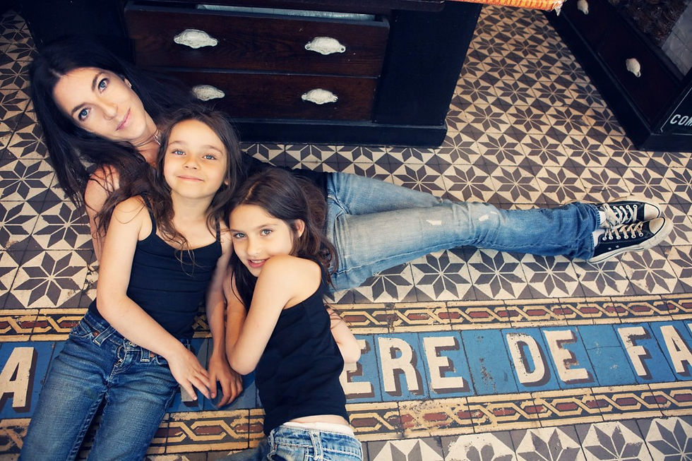 Me, Saffron and Scarlett on the floor of one of my favourite confectionery shops, À la Mère de Famille (where I would go to get my calisson fix in Paris, before I learnt how to make them myself. It also just so happens to be one of my favourite places in the world. As you can see we were ready to move in.)