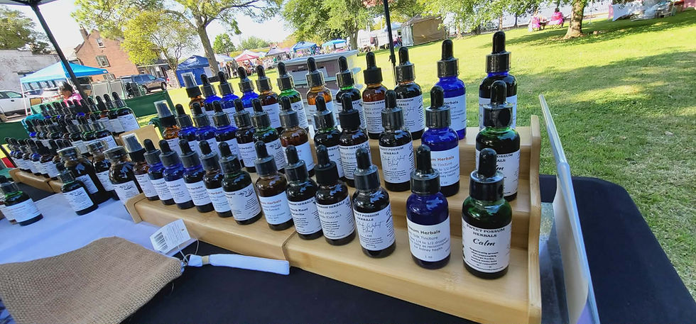 Sweet Possum Herbals tinctures at an outdoor market