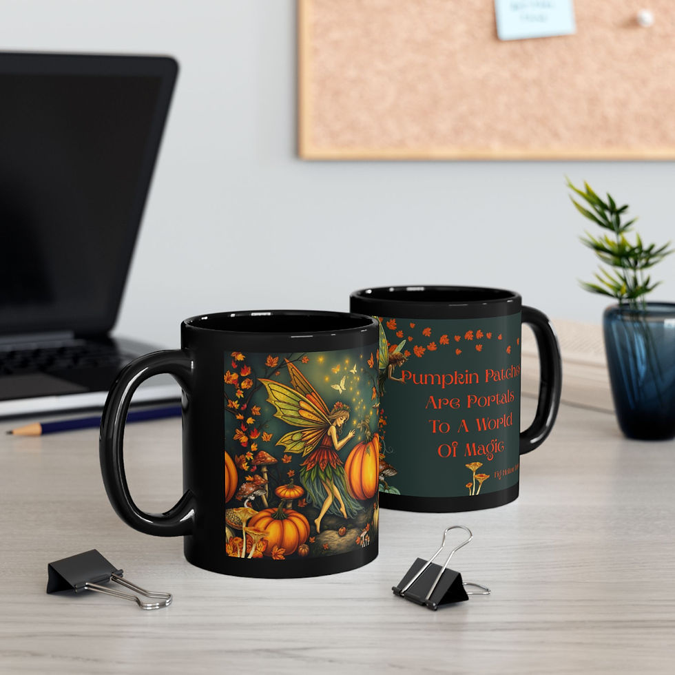 Fall Pumpkin Coffee Mug, Autumn Decor, Perfect Gift for Those Who Love Fairy Art Side View 2