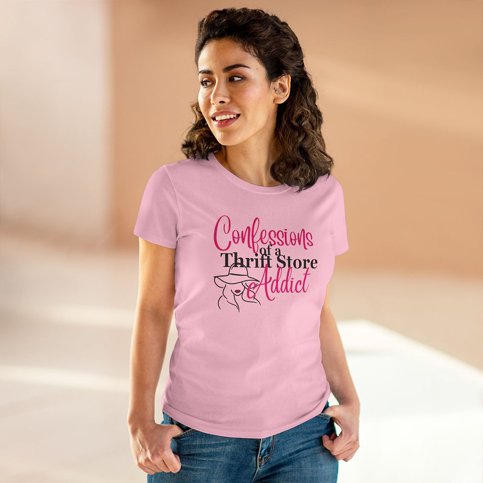 Thumbnail: Women's Funny Graphic Tee, Confessions of a Thrift Store Addict, Quotes on Back 13
