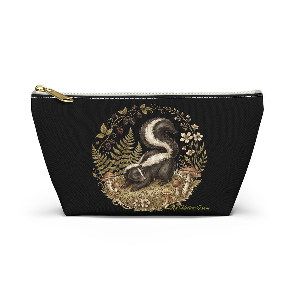 Thumbnail: Woodland Skunk T-Bottom Pouch | Cottagecore Cosmetic Bag | Farm & Fauna 14