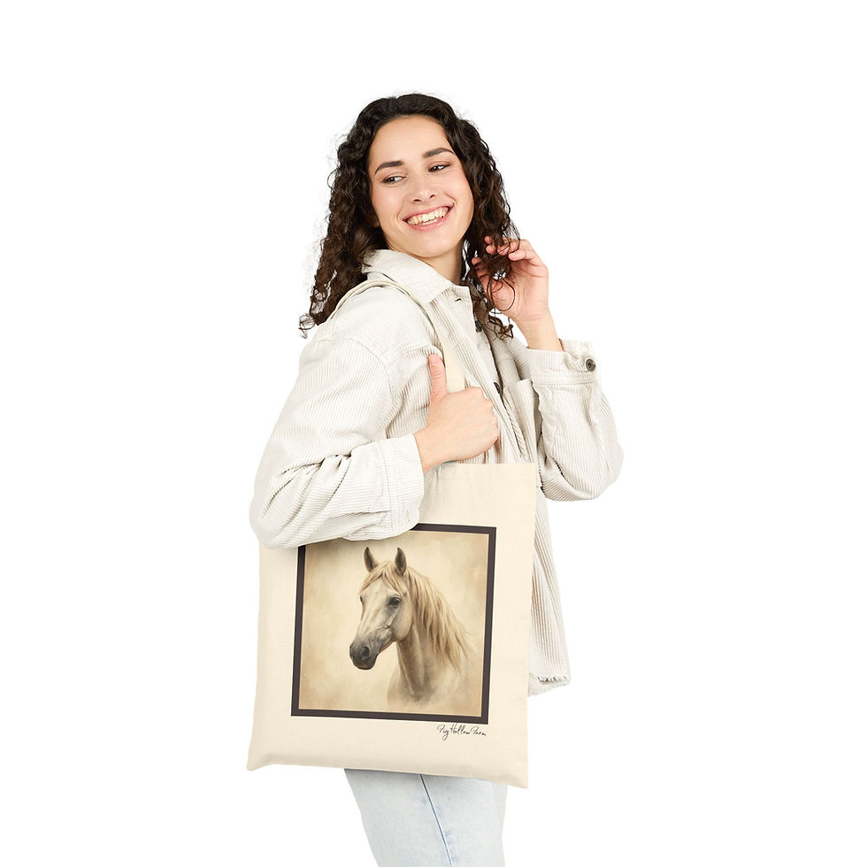 Thumbnail: White Horse Botanical Tote Bag | Canvas Farm Tote | Farm & Fauna Market Bag 3