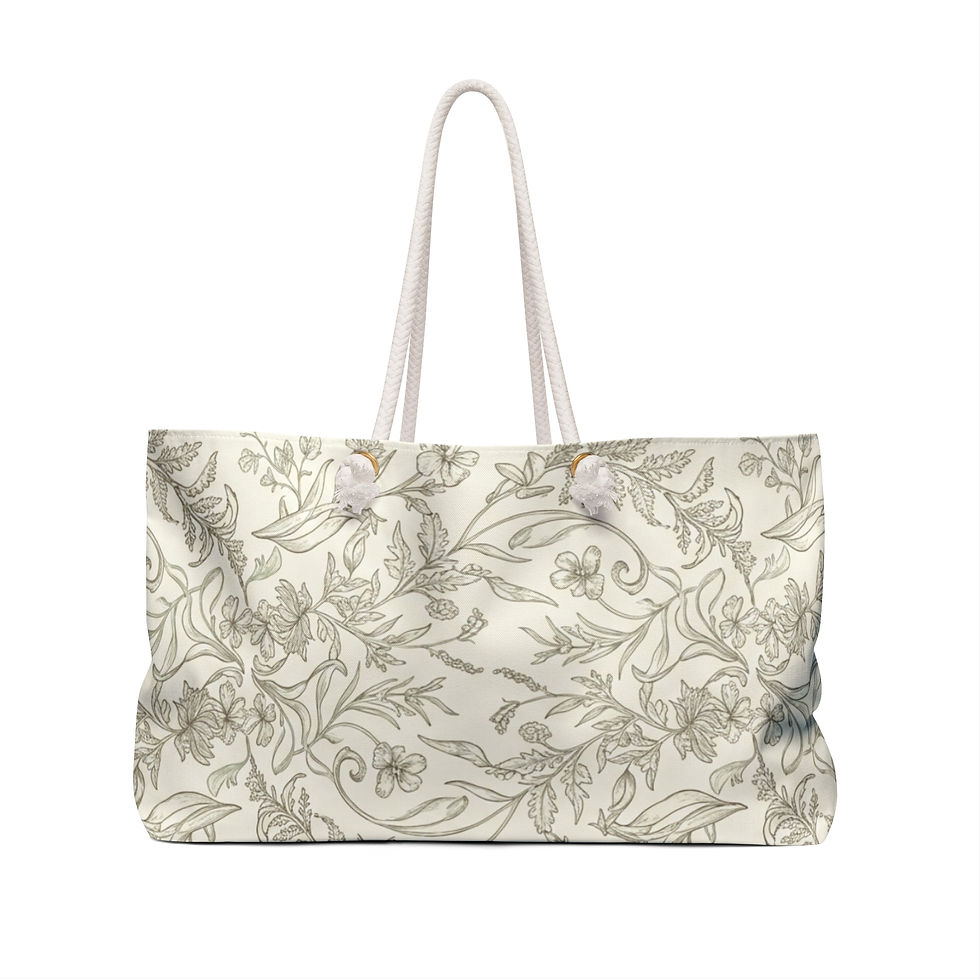 Neutral Botanical Weekender Bag | Vintage Floral Vine | Farm & Fauna Collection 2