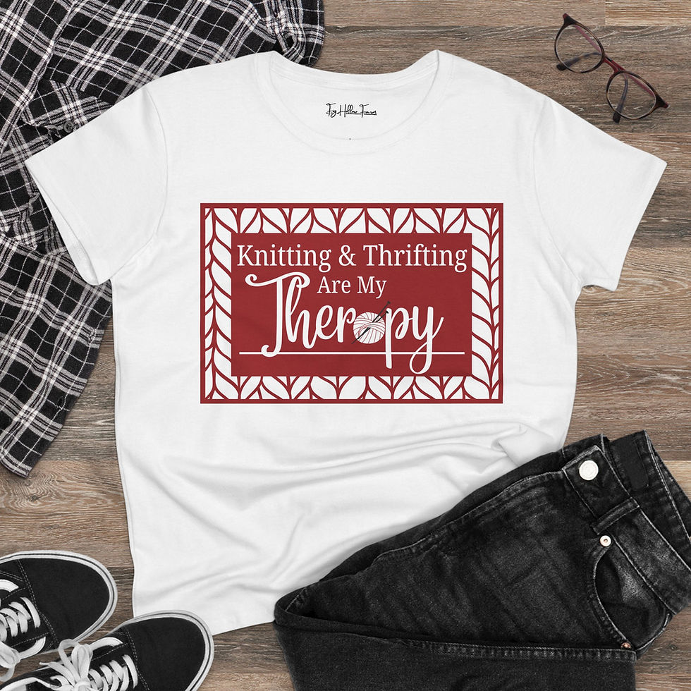 Knitting & Thrifting Are My Therapy Tee - Perfect Gift For Knitters