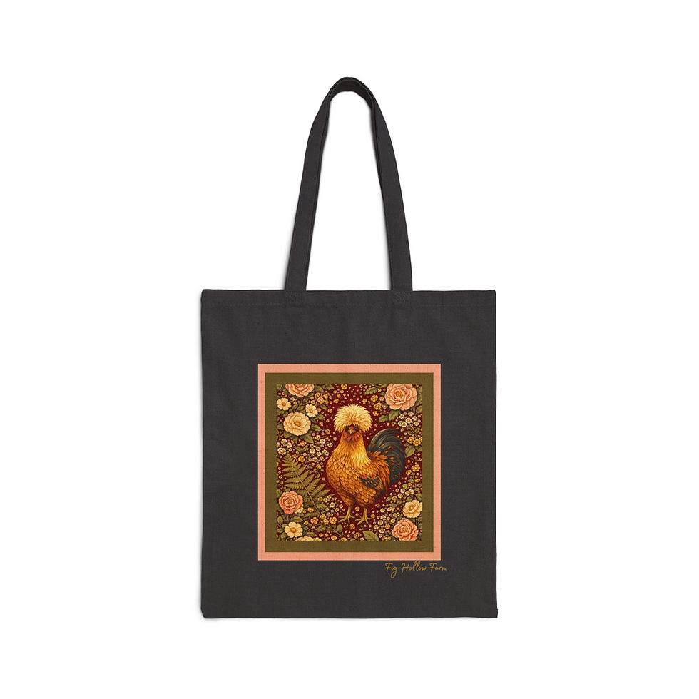 Thumbnail: Canvas Market Tote Bag | Vintage Floral Rooster Art | Farm & Fauna Collection 6