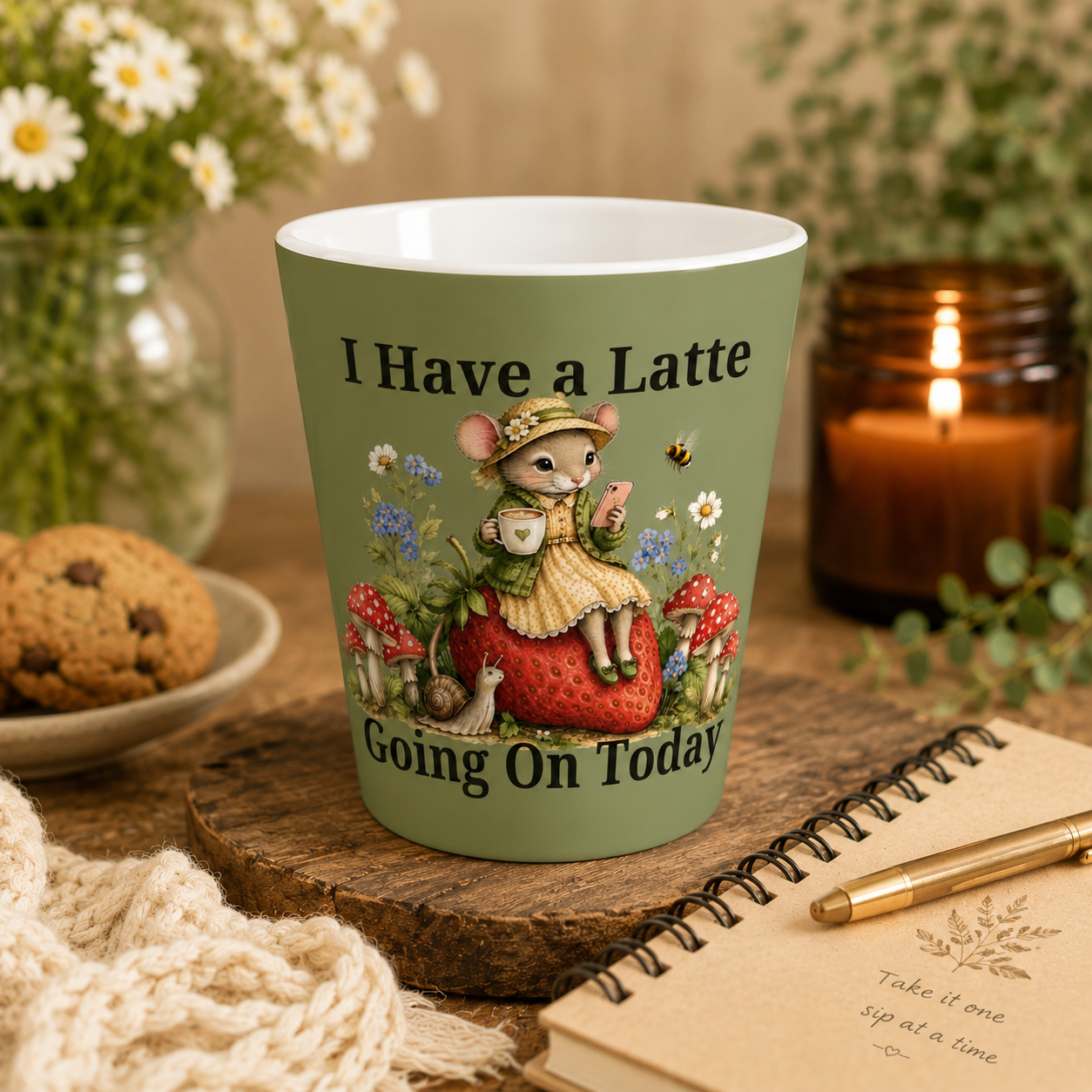 I Have a Latte Going On Today Mug | Whimsical Mouse Coffee Cup | Farm & Fauna