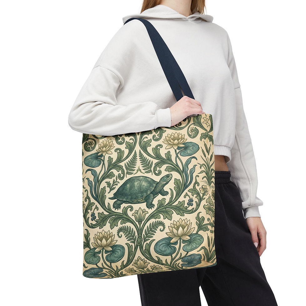 Vintage Turtle Botanical Tote Bag Art Nouveau Floral Pattern | Farm & Fauna 12