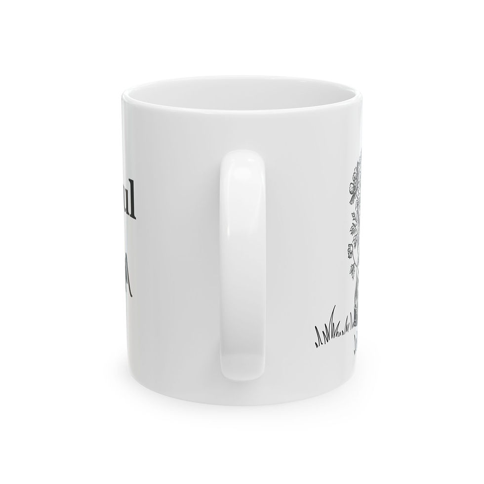 Daily Affirmation Gardening Ceramic Mug, Feed Your Soul and You Shall Bloom back view