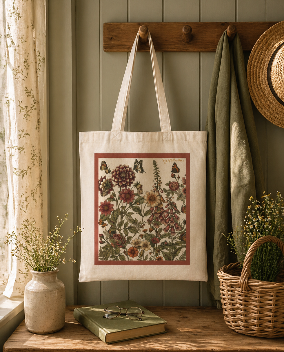 Thumbnail: Botanical Vintage Floral | Cottage Garden Botanical Canvas Bag | Farm & Fauna  MU