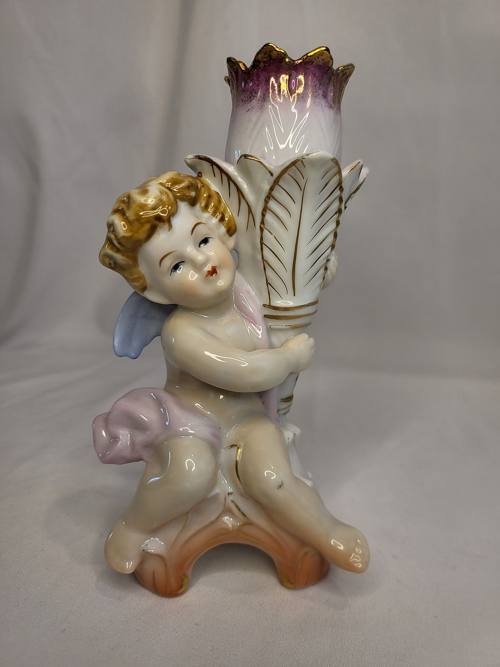 Thumbnail: Vintage Ucagco Japan Angel Cherub Candle Holder Figurine
