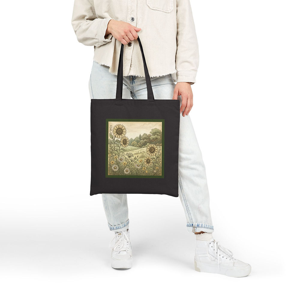Thumbnail: Sunflower Field Canvas Tote Bag | Rustic Botanical Market Bag | Farm & Fauna 8