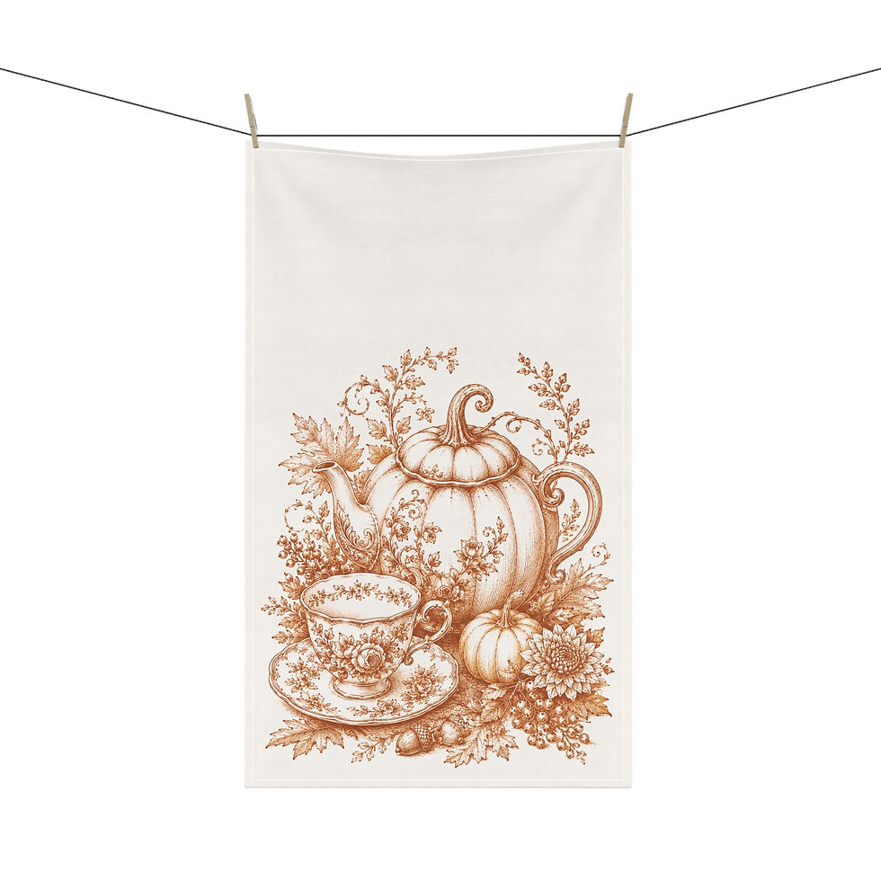 Thumbnail: Vintage Pumpkin Teapot Tea Towel, French Country Fall Kitchen Decor 5