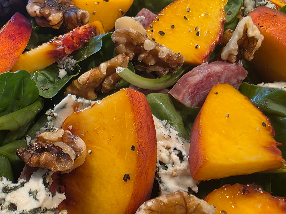 Close up Image of the Peach and Aged Blue Cheese Summer Salad