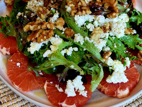 Vintage Plates and a Seasonal Grapefruit Salad