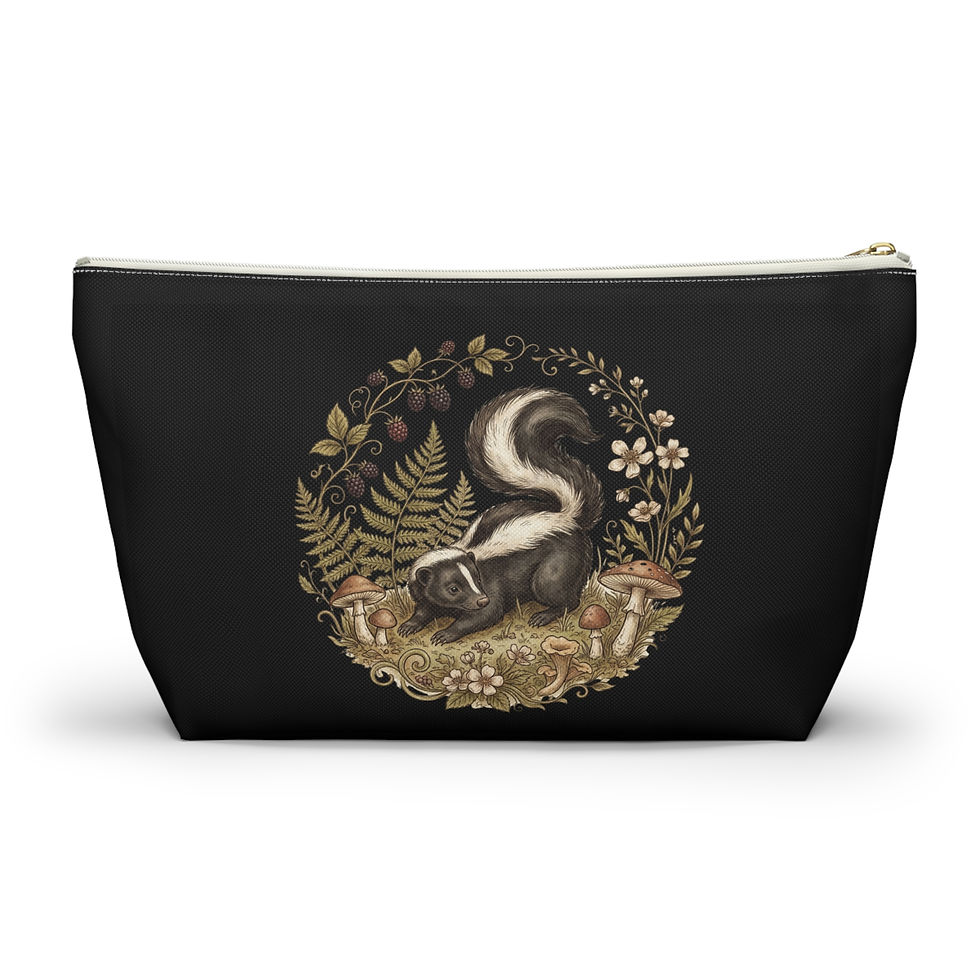 Thumbnail: Woodland Skunk T-Bottom Pouch | Cottagecore Cosmetic Bag | Farm & Fauna 7