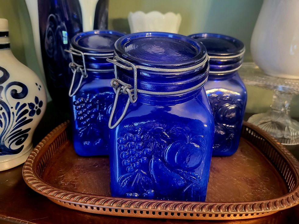 Vintage Cobalt Blue Casadis Milano Jars