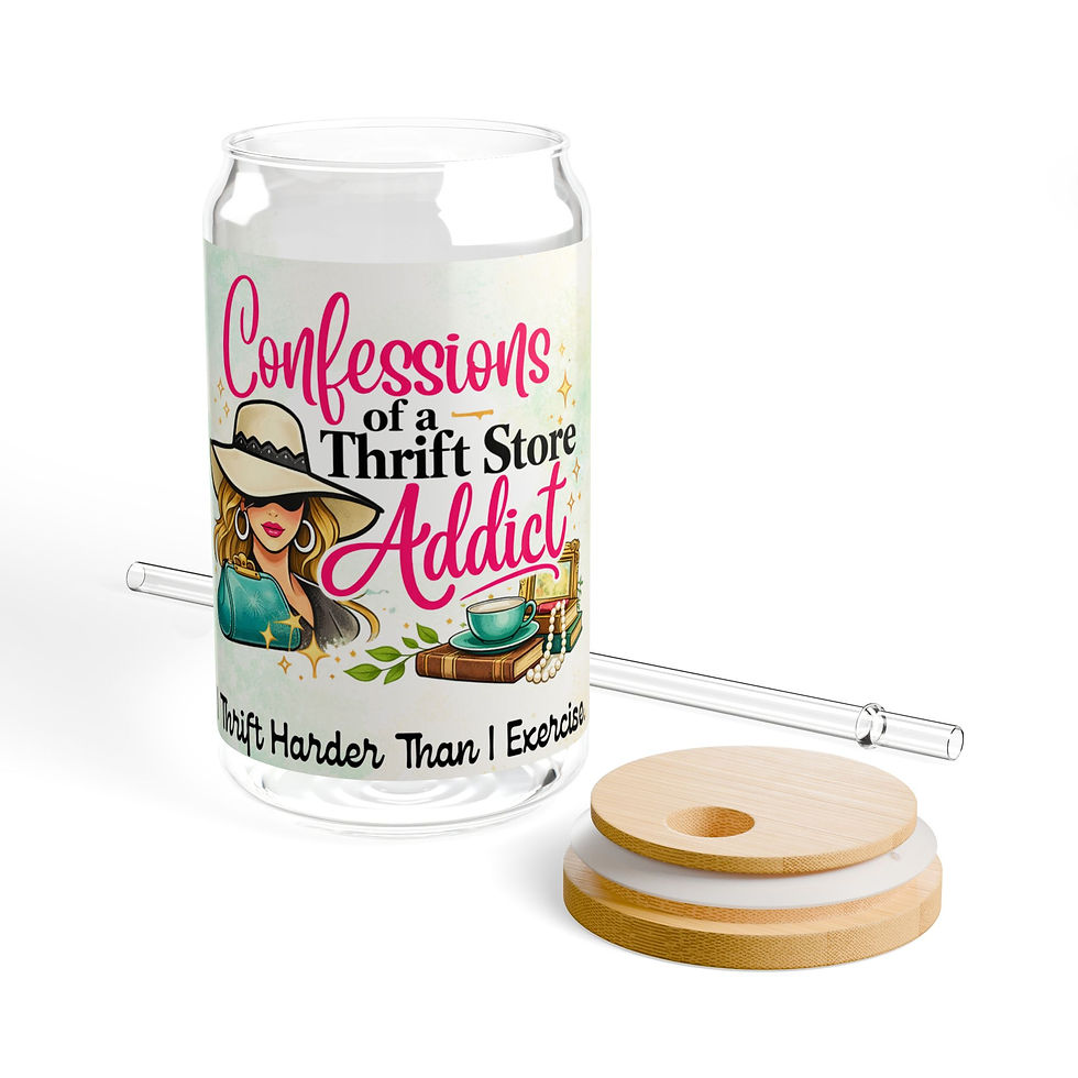 Thumbnail: Confessions of a Thrift Store Addict 16oz Sipper Glass Thrift Harder Tumbler 6