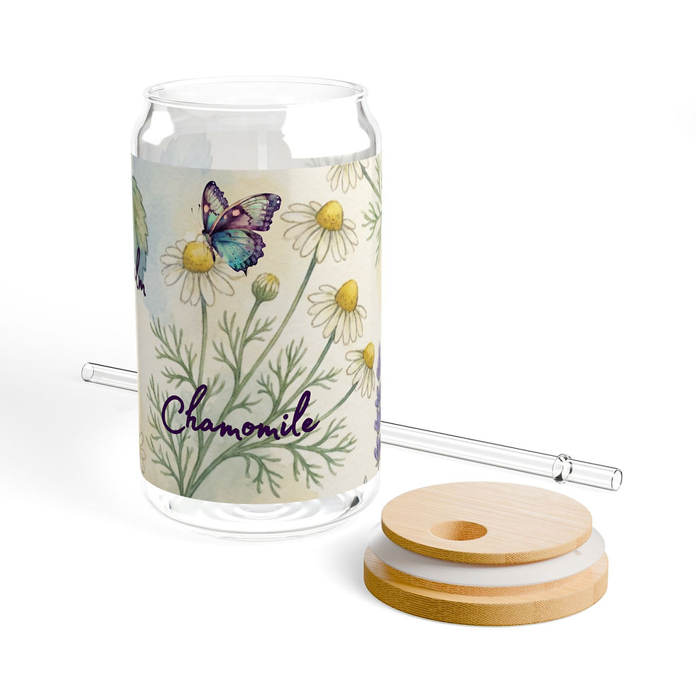 Thumbnail: Botanical Herb Sipper Glass | 16oz Floral Drink Tumbler with Bamboo Lid | Straw 5