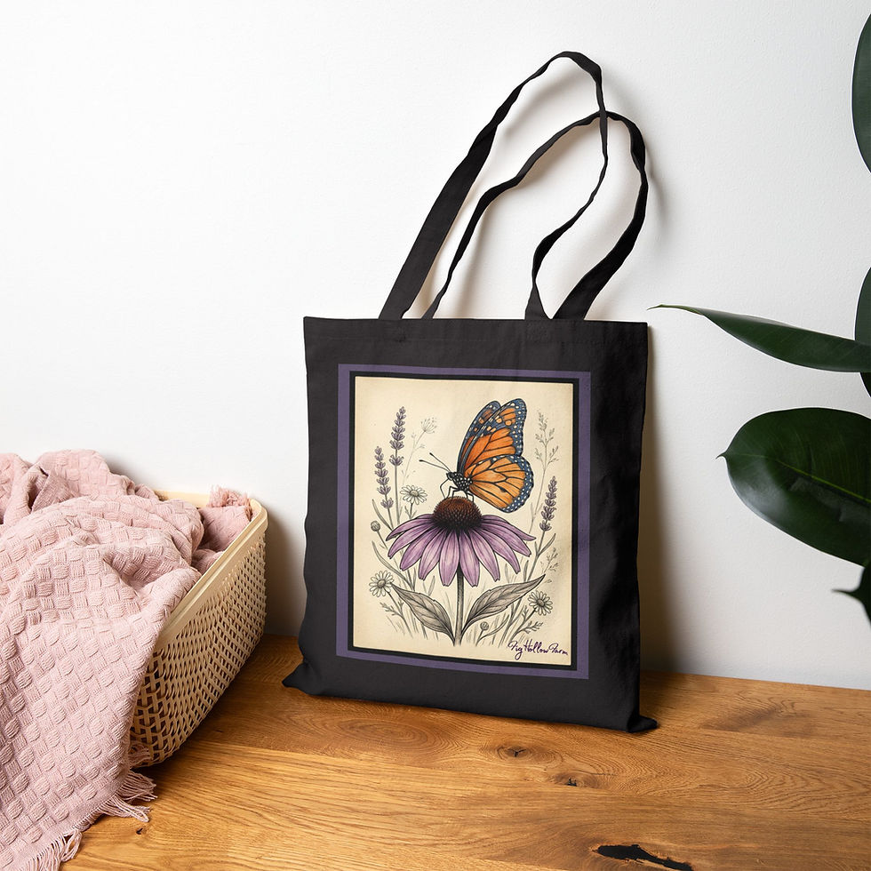 Thumbnail: Butterfly Echinacea Canvas Tote | Botanical Herb Market Bag | Farm & Fauna 11