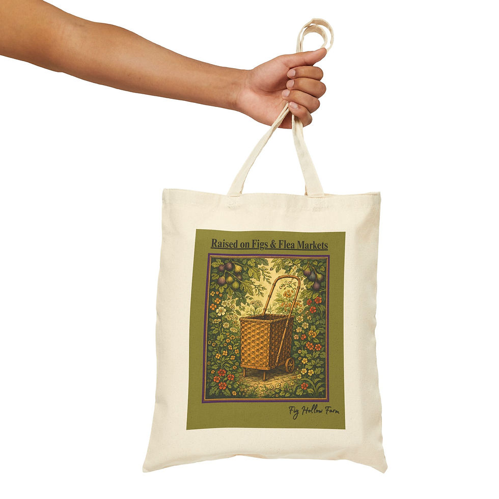 Thumbnail: Fig Tree Botanical Art with Market Basket | Fig Hollow Farm | Tote Bag 4