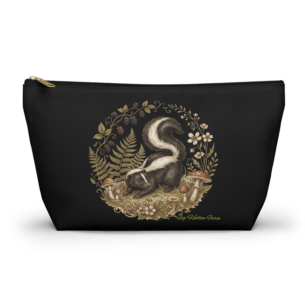 Woodland Skunk T-Bottom Pouch | Cottagecore Cosmetic Bag | Farm & Fauna 2