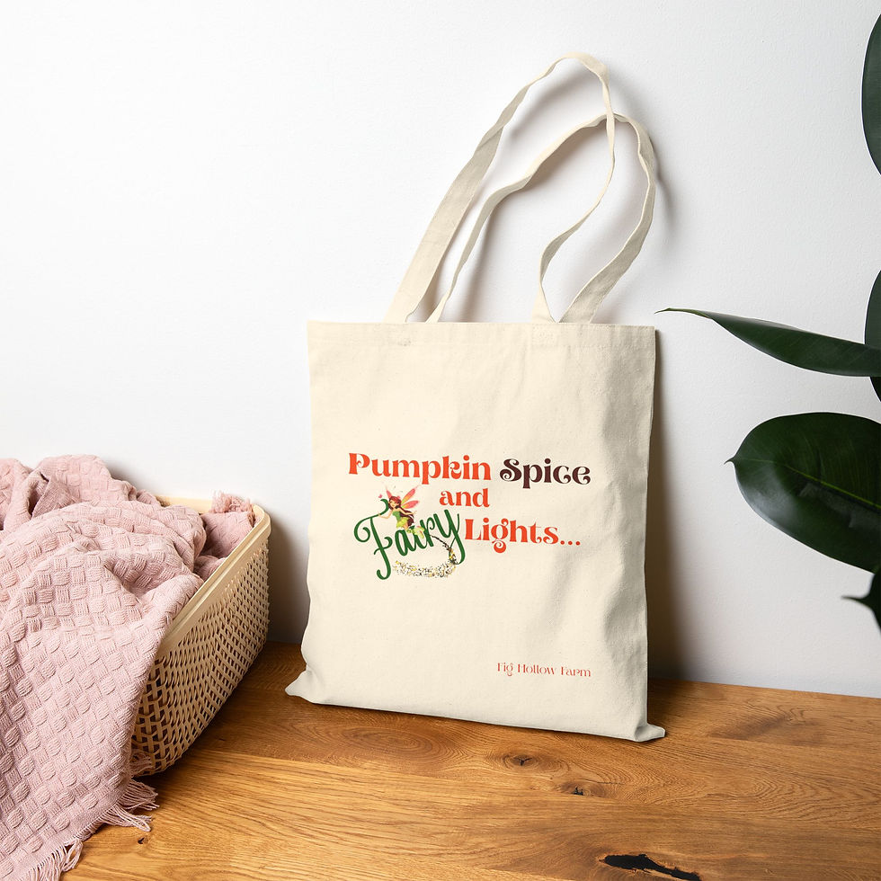 Autumn Fairy Tote Bag, Pumpkin Spice and Fairy Lights, Trick or Treat Bag 2