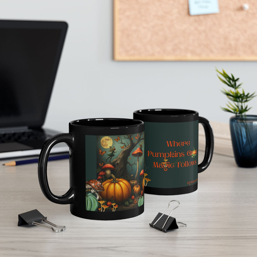 Halloween Pumpkin Magic Mug, Cozy Autumn Coffee Cup Side View 2 cups
