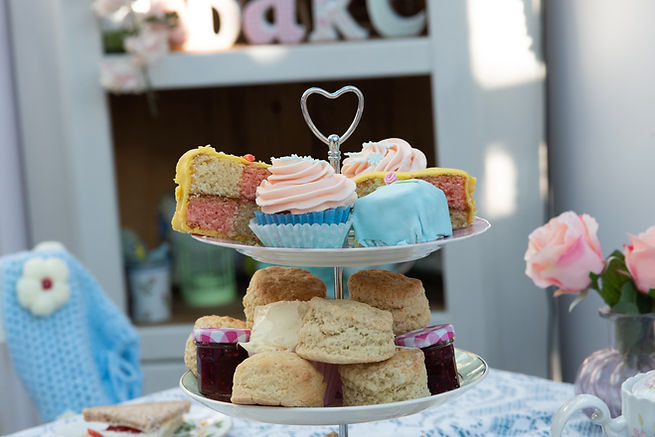 Selection of Mel's marvellous cakes on a cake stand