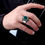 Thumbnail: Mens ring green agate oval 925 sterling silver
