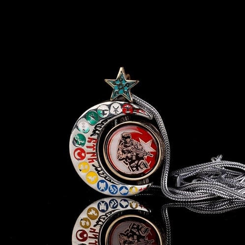 Pendant crescent star soldier foxtail chain necklace