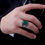Thumbnail: Mens ring green agate gemstone filigree sterling silver