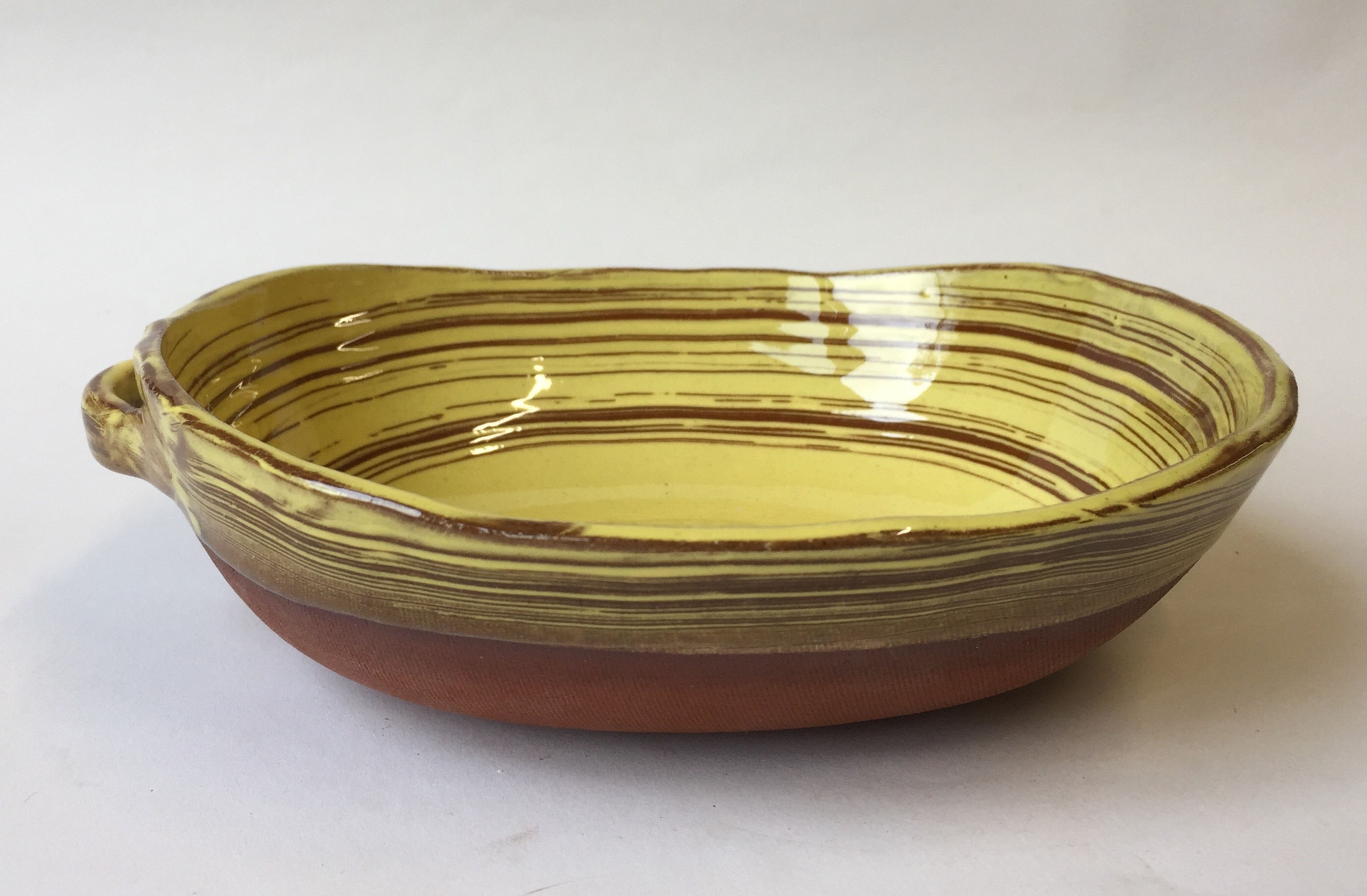 little yellow oblong dish with handles 19x16x4