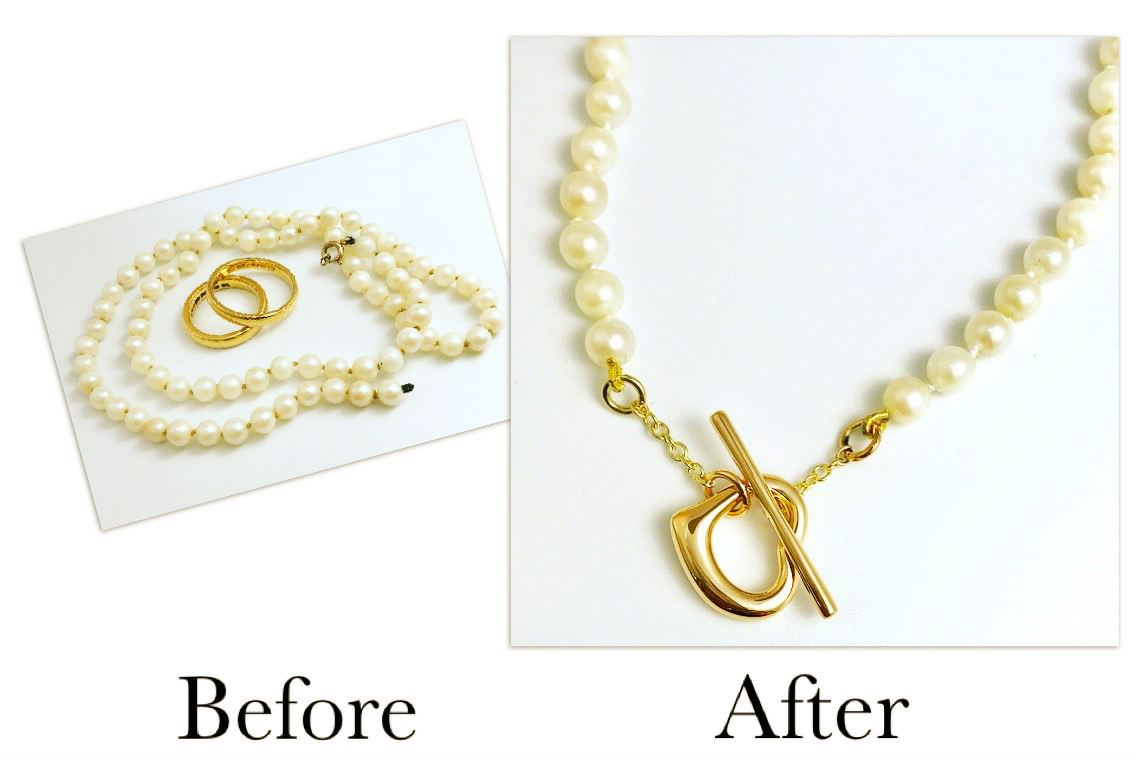 Heart & T-Bar Pearl Necklace
