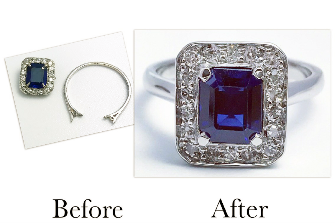 Sapphire & Diamond Halo Ring