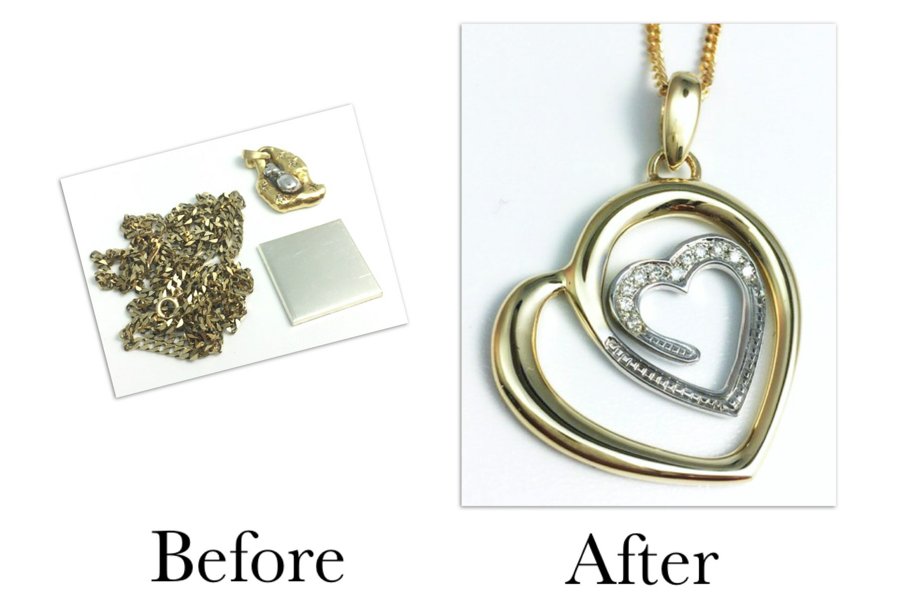 Two Tone Diamond Heart Pendant