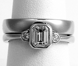 Jewellery Commission. Testimonial page. Shaped to fit wedding band. One off handmade design. Bespoke wedding band.