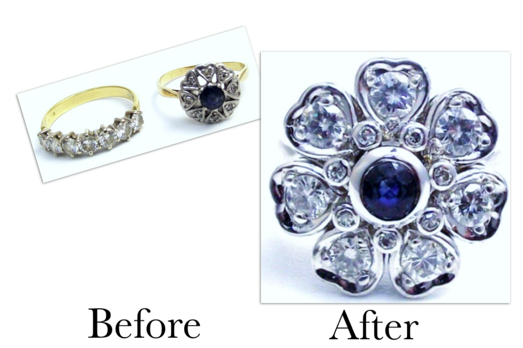 Sapphire & Diamond Heart Cluster