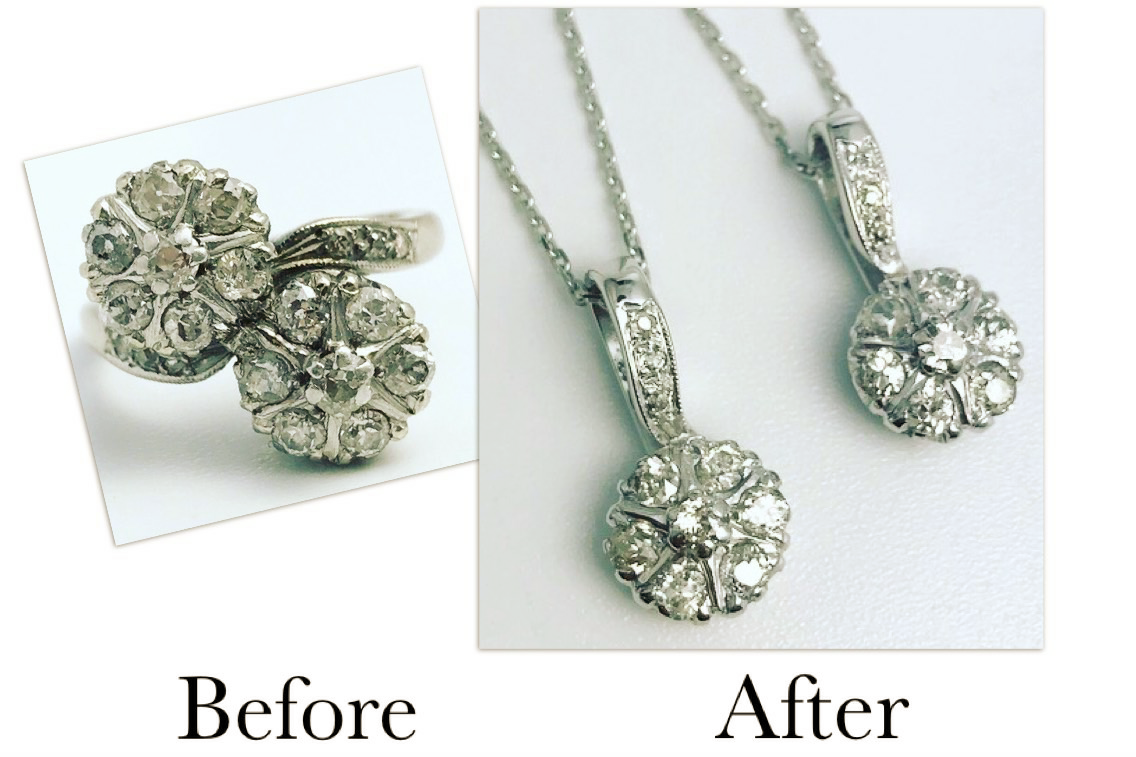 Diamond Flower Pendants