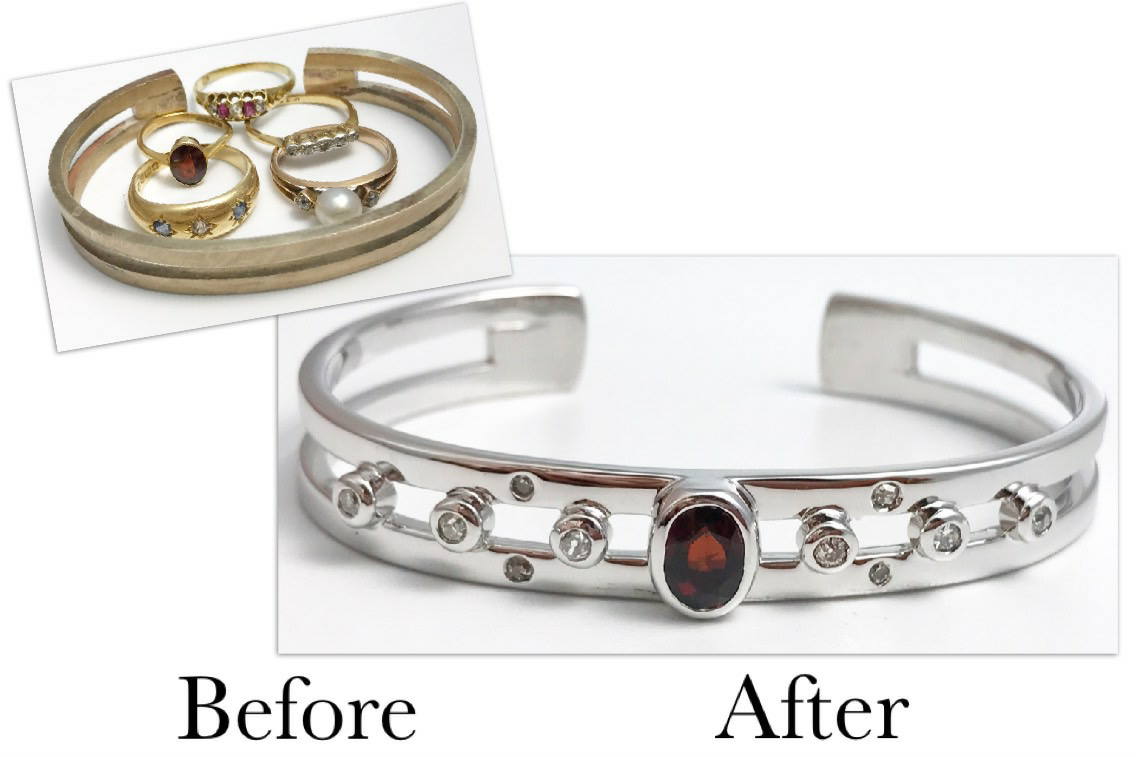 Garnet & Diamond Bangle