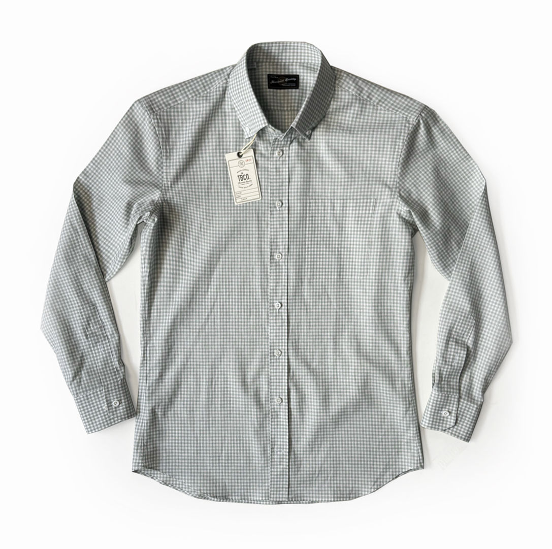TBCo. HEIRLOOM QUALITY J.P. GREEN GINGHAM LIGHT WEIGHT SHIRT