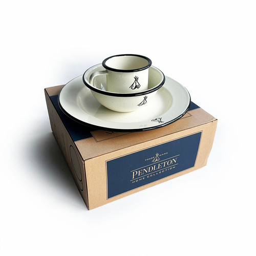 Vintage Enamelware Pendleton Camp Enamelware Dishes PENDLETON CAMP