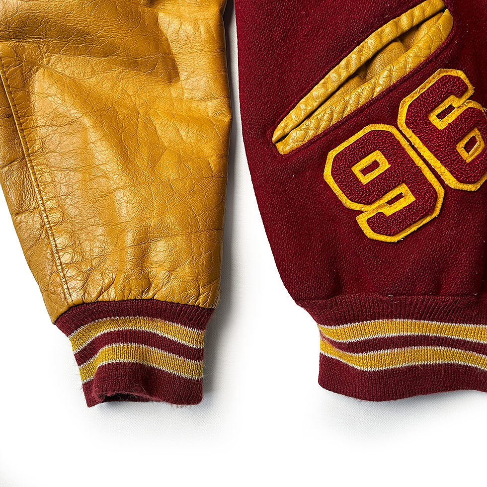 Thumbnail: ORIGINAL VINTAGE SAXONS RED AND YELLOW WOOL VARSITY JACKET