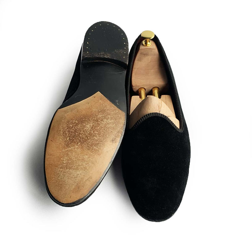 Thumbnail: PAUL STUART BY EDWARD GREEN BLACK VELVET SLIPPERS