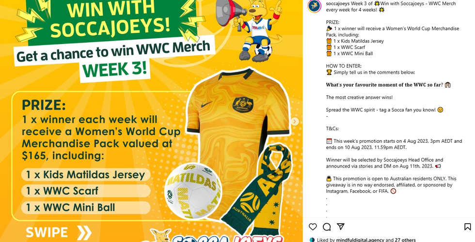 Win with Soccajoeys merch via youth sports marketing campaign.