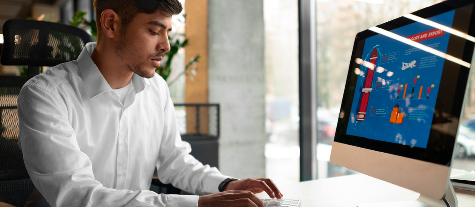 A person facing the computer building digital marketing for small businesses.