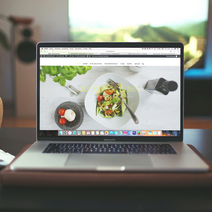 Website building highlighting advertising for food.